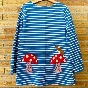 Mini Boden mushroom / toadstool striped tunic top 9-10